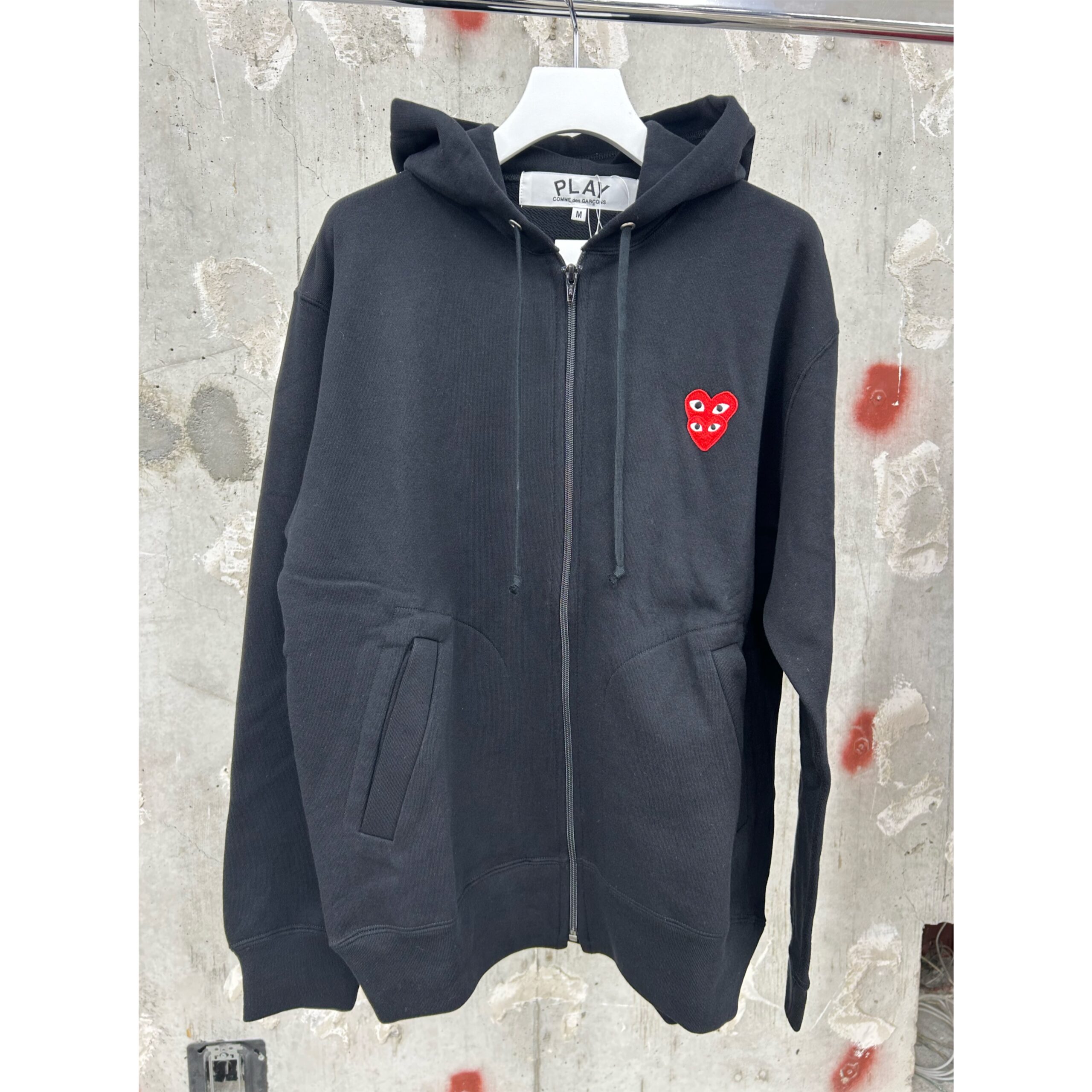 PLAY COMME des GARÇONS】Zip-Up Hoodie With Layered Red Emblem