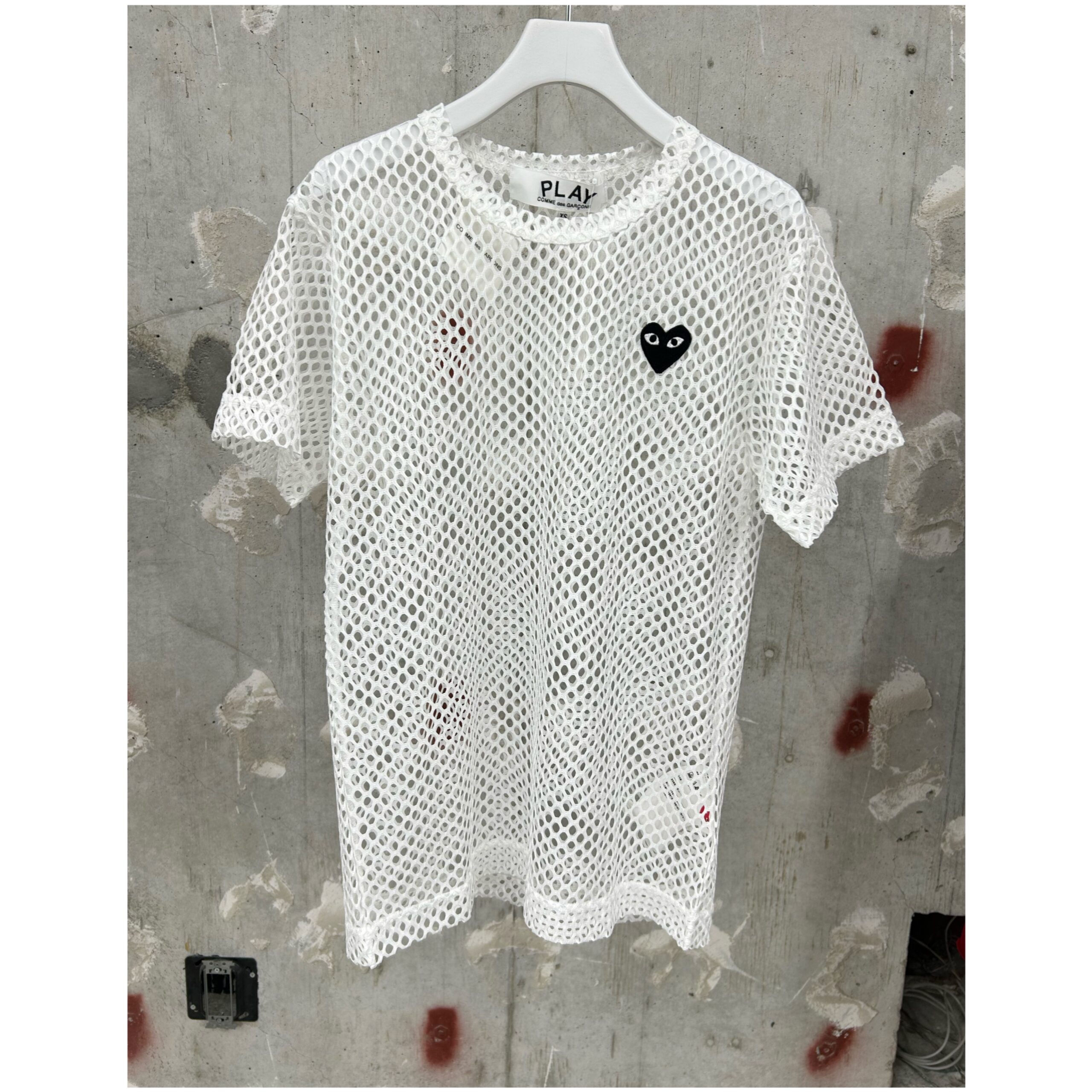 PLAY COMME des GARÇONS】Polyester Mesh Large (Black Emblem)-WHITE 